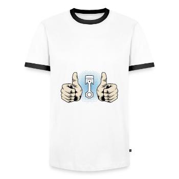 Zweitakter Moped Mofa - Männer Kontrast-T-Shirt - Weiß/Schwarz - Vorne - AI Model Female 172 light (172cm) & AI Model Male 178 dark (178cm)