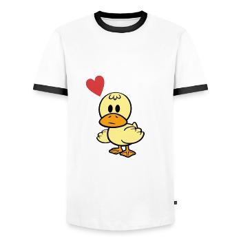 J'aime les canards j'aime les canards - T-shirt contrasté Homme - blanc/noir - Devant - AI Model Female 172 light (172cm) & AI Model Male 178 dark (178cm)