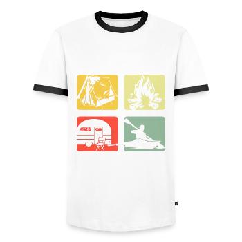 camping caravan kayak gift outdoor camping - Men's Ringer Shirt - white/black - Front - AI Model Female 172 light (172cm) & AI Model Male 178 dark (178cm)