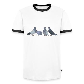 Pigeon pigeon fancier gift carrier pigeon - Men's Ringer Shirt - white/black - Front - AI Model Female 172 light (172cm) & AI Model Male 178 dark (178cm)