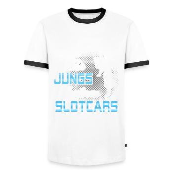 Slotcars Slotracing Vrai les gars Slotcar - T-shirt contrasté Homme - blanc/noir - Devant - AI Model Female 172 light (172cm) & AI Model Male 178 dark (178cm)