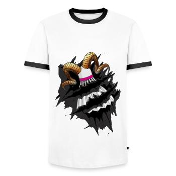 Badminton, Badminton, Crossmadminon Speedminton - Men's Ringer Shirt - white/black - Front - AI Model Female 172 light (172cm) & AI Model Male 178 dark (178cm)
