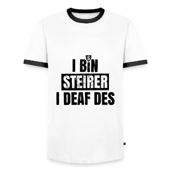 STEIRER I DEAF DES LUSTIGES STEIERMARK GESCHENK - Männer Kontrast-T-Shirt - Weiß/Schwarz - Vorne - AI Model Female 172 light (172cm) & AI Model Male 178 dark (178cm)