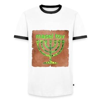 Masel Tov E 35 - T-shirt contrasté Homme - blanc/noir - Devant - AI Model Female 172 light (172cm) & AI Model Male 178 dark (178cm)