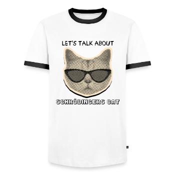 Let's talk about Schrödinger's cat - Men's Ringer Shirt - white/black - Front - AI Model Female 172 light (172cm) & AI Model Male 178 dark (178cm)