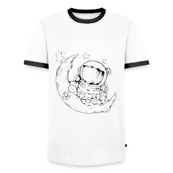 Astronaut - Men's Ringer Shirt - white/black - Front - AI Model Female 172 light (172cm) & AI Model Male 178 dark (178cm)