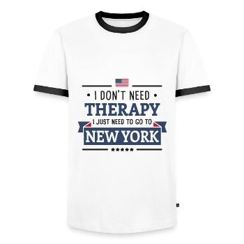 NEW YORK CITY NYC THERAPY NY USA REISE GESCHENK - Männer Kontrast-T-Shirt - Weiß/Schwarz - Vorne - AI Model Female 172 light (172cm) & AI Model Male 178 dark (178cm)