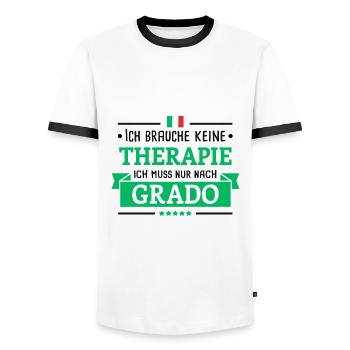GRADO THERAPIE VENETIEN ITALIEN URLAUB GESCHENK - Männer Kontrast-T-Shirt - Weiß/Schwarz - Vorne - AI Model Female 172 light (172cm) & AI Model Male 178 dark (178cm)