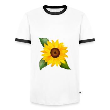 Joyeuse aquarelle de tournesol peinte à la main - T-shirt contrasté Homme - blanc/noir - Devant - AI Model Female 172 light (172cm) & AI Model Male 178 dark (178cm)