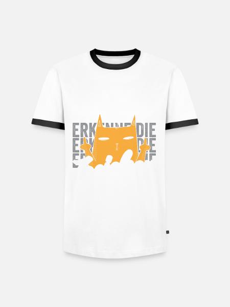 Erkenne die Zeichen Katze - Männer Kontrast-T-Shirt - Weiß/Schwarz