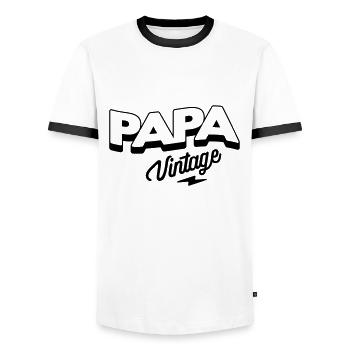Papa vintage - T-shirt contrasté Homme - blanc/noir - Devant - AI Model Female 172 light (172cm) & AI Model Male 178 dark (178cm)