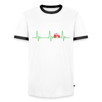 Heartbeat tractor agriculture farmer farmer - Men's Ringer Shirt - white/black - Front - AI Model Female 172 light (172cm) & AI Model Male 178 dark (178cm)