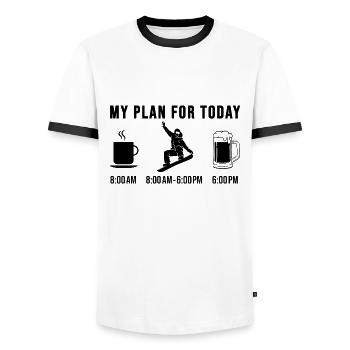 Snowboarder Snowboard Snowboard Saut - T-shirt contrasté Homme - blanc/noir - Devant - AI Model Female 172 light (172cm) & AI Model Male 178 dark (178cm)