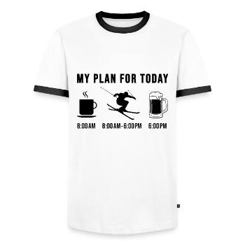 Skifahrer Skisprung Lustige Skiurlaub Geschenke - Männer Kontrast-T-Shirt - Weiß/Schwarz - Vorne - AI Model Female 172 light (172cm) & AI Model Male 178 dark (178cm)