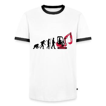 evolution_baggerfahrer_122013_b_2c - Männer Kontrast-T-Shirt - Weiß/Schwarz - Vorne - AI Model Female 172 light (172cm) & AI Model Male 178 dark (178cm)