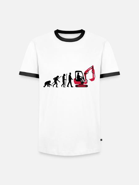 evolution_baggerfahrer_122013_b_2c - Männer Kontrast-T-Shirt - Weiß/Schwarz