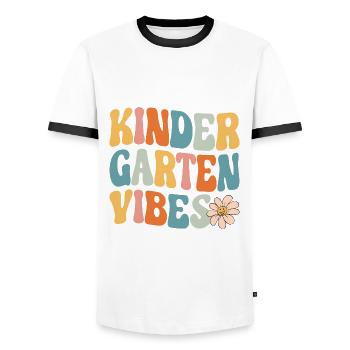 Kindergarten Vibes - jetzt komme ich ... - Männer Kontrast-T-Shirt - Weiß/Schwarz - Vorne - AI Model Female 172 light (172cm) & AI Model Male 178 dark (178cm)