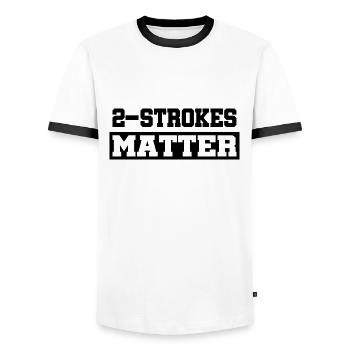 Deuxième acte 2Takt MX Motocross Cadeau idée cadeau - T-shirt contrasté Homme - blanc/noir - Devant - AI Model Female 172 light (172cm) & AI Model Male 178 dark (178cm)