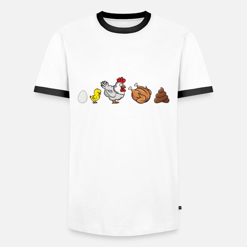 Évolution du poulet - T-shirt contrasté Homme - blanc/noir