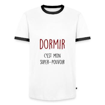 dormir c'est mon super pouvoir - T-shirt contrasté Homme - blanc/noir - Devant - AI Model Female 172 light (172cm) & AI Model Male 178 dark (178cm)