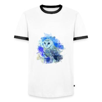 Eule - Männer Kontrast-T-Shirt - Weiß/Schwarz - Vorne - AI Model Female 172 light (172cm) & AI Model Male 178 dark (178cm)