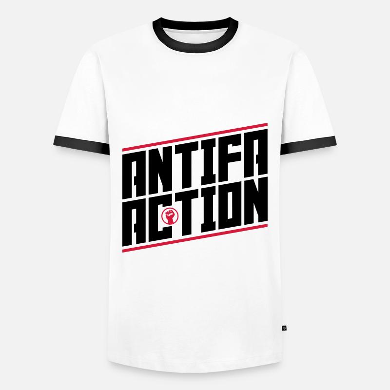 Antifa action - Men's Ringer Shirt - white/black