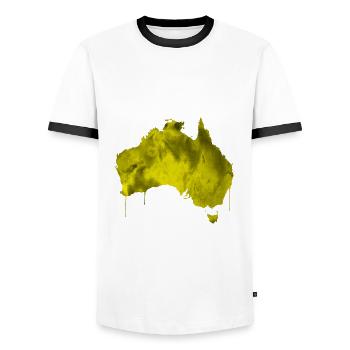 Australia - Men's Ringer Shirt - white/black - Front - AI Model Female 172 light (172cm) & AI Model Male 178 dark (178cm)