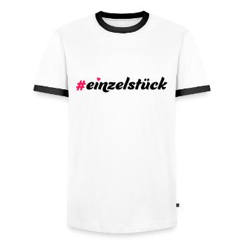 Einzelstück - Männer Kontrast-T-Shirt - Weiß/Schwarz - Vorne - AI Model Female 172 light (172cm) & AI Model Male 178 dark (178cm)