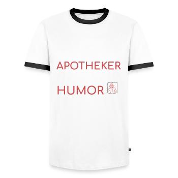 Pharmacist | Dose of Humor - Men's Ringer Shirt - white/black - Front - AI Model Female 172 light (172cm) & AI Model Male 178 dark (178cm)