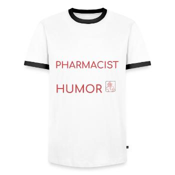 Pharmacist | Dose of Humor - Men's Ringer Shirt - white/black - Front - AI Model Female 172 light (172cm) & AI Model Male 178 dark (178cm)