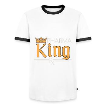 Pharmacy | Pharma King - Men's Ringer Shirt - white/black - Front - AI Model Female 172 light (172cm) & AI Model Male 178 dark (178cm)
