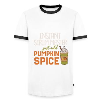 Instant Scrum Master add Pumpkin Spice - Men's Ringer Shirt - white/black - Front - AI Model Female 172 light (172cm) & AI Model Male 178 dark (178cm)