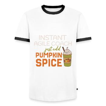 Agile Coach Thanksgiving Pumpkin Spice - Männer Kontrast-T-Shirt - Weiß/Schwarz - Vorne - AI Model Female 172 light (172cm) & AI Model Male 178 dark (178cm)
