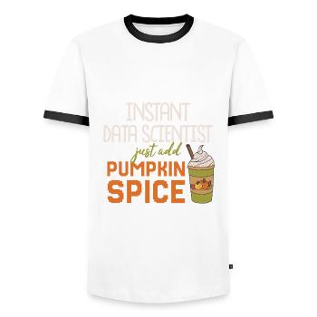 Data Scientist Thanksgiving Pumpkin Spice - Men's Ringer Shirt - white/black - Front - AI Model Female 172 light (172cm) & AI Model Male 178 dark (178cm)