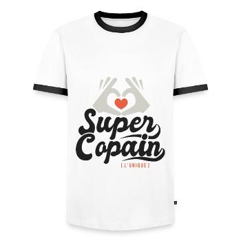 Super copain l unique cadeau copain ami - T-shirt contrasté Homme - blanc/noir - Devant - AI Model Female 172 light (172cm) & AI Model Male 178 dark (178cm)