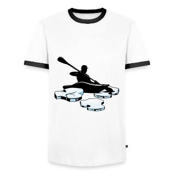 ice canoeing ice canoeist ice canoe ice paddling canoe - Men's Ringer Shirt - white/black - Front - AI Model Female 172 light (172cm) & AI Model Male 178 dark (178cm)