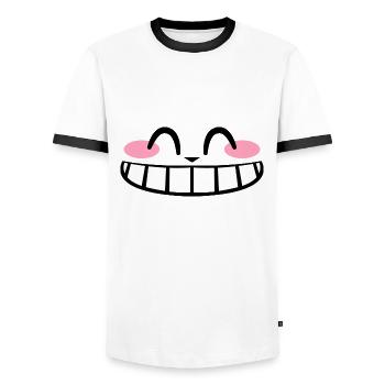 Kawaii Wide Smile | Kate 2021 Tank - T-shirt contrasté Homme - blanc/noir - Devant - AI Model Female 172 light (172cm) & AI Model Male 178 dark (178cm)