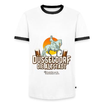 Düsseldorf die Altstadt - Männer Kontrast-T-Shirt - Weiß/Schwarz - Vorne - AI Model Female 172 light (172cm) & AI Model Male 178 dark (178cm)