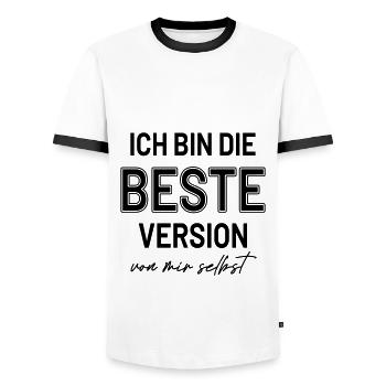 Statement Beste Version Selbstbewusst HerzAufShirt - Männer Kontrast-T-Shirt - Weiß/Schwarz - Vorne - AI Model Female 172 light (172cm) & AI Model Male 178 dark (178cm)