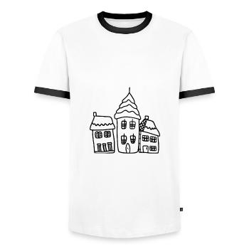 Ma fréquence hivernale à la maison froide - T-shirt contrasté Homme - blanc/noir - Devant - AI Model Female 172 light (172cm) & AI Model Male 178 dark (178cm)