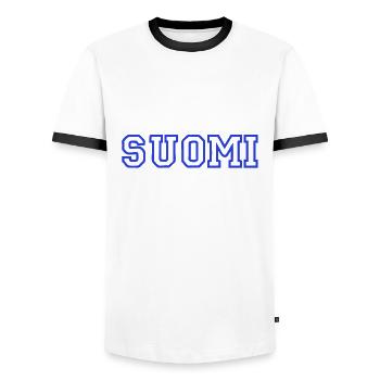 suomi - Männer Kontrast-T-Shirt - Weiß/Schwarz - Vorne - AI Model Female 172 light (172cm) & AI Model Male 178 dark (178cm)