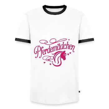 Pferdemädchen - Mädchen liebt Pferde - Männer Kontrast-T-Shirt - Weiß/Schwarz - Vorne - AI Model Female 172 light (172cm) & AI Model Male 178 dark (178cm)