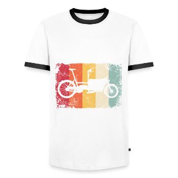 Lastenfahrrad Lastenrad Cargo Bike Cargobike - Men's Ringer Shirt - white/black - Front - AI Model Female 172 light (172cm) & AI Model Male 178 dark (178cm)