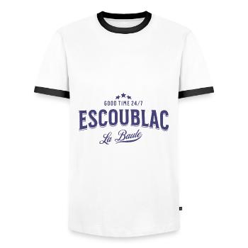 Escoublac Good Time 24 7 La Baule blanc - T-shirt contrasté Homme - blanc/noir - Devant - AI Model Female 172 light (172cm) & AI Model Male 178 dark (178cm)