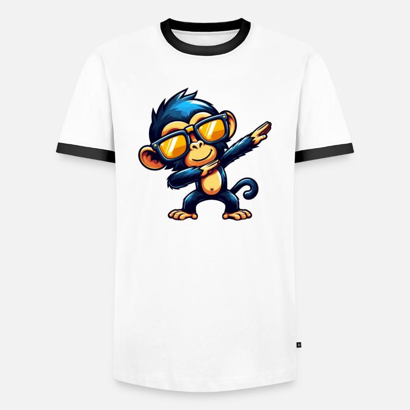 Schimpanse Dabbing Cool Affe Tanzend - Männer Kontrast-T-Shirt - Weiß/Schwarz