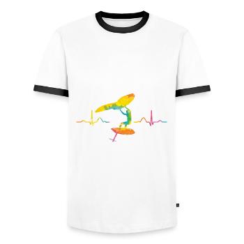 Flügel Surfer Wingsurfing Retro Folie Flügel - Männer Kontrast-T-Shirt - Weiß/Schwarz - Vorne - AI Model Female 172 light (172cm) & AI Model Male 178 dark (178cm)