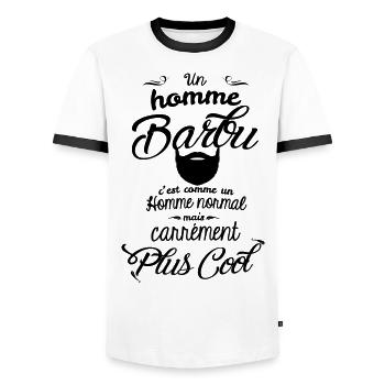Un homme barbu c'est carrément plus cool - T-shirt contrasté Homme - blanc/noir - Devant - AI Model Female 172 light (172cm) & AI Model Male 178 dark (178cm)
