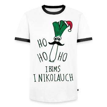 Lauch Nikolaus ohne Hintergrund - Männer Kontrast-T-Shirt - Weiß/Schwarz - Vorne - AI Model Female 172 light (172cm) & AI Model Male 178 dark (178cm)