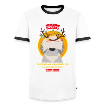 Merry christmas happy holidays gift deer - Männer Kontrast-T-Shirt - Weiß/Schwarz - Vorne - AI Model Female 172 light (172cm) & AI Model Male 178 dark (178cm)