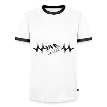 Piano, piano keyboard heartbeat - Men's Ringer Shirt - white/black - Front - AI Model Female 172 light (172cm) & AI Model Male 178 dark (178cm)